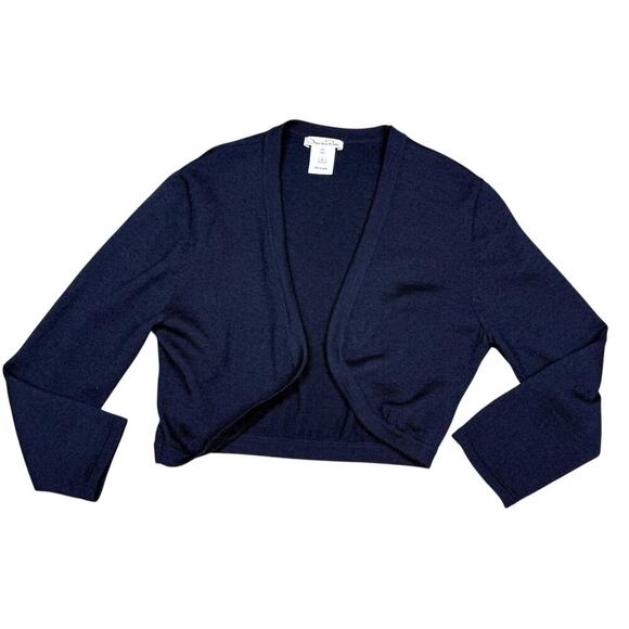 Oscar De La Renta Cashmere Silk Bolero Navy Sweater XS - Picture 1 of 9